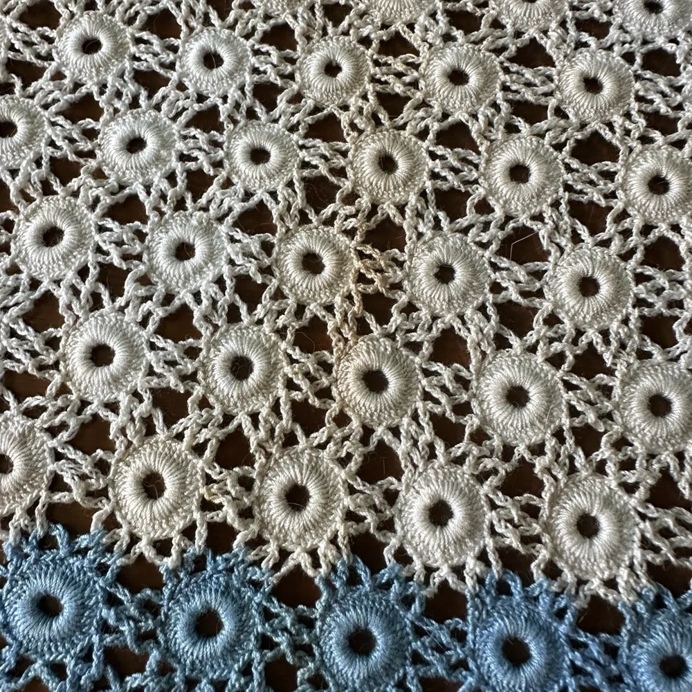 Vintage Hand-Tatted Dresser Scarf or Table Runner Star Blossom Grandma Handmade